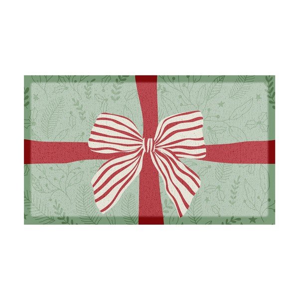Újrahasznosított műanyag lábtörlő karácsonyi mintával 40x70 cm Red & White Stripe Bow – Artsy Doormats