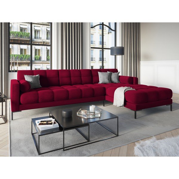 Bali piros bársony sarokkanapé, jobb oldali - Cosmopolitan Design-image-1