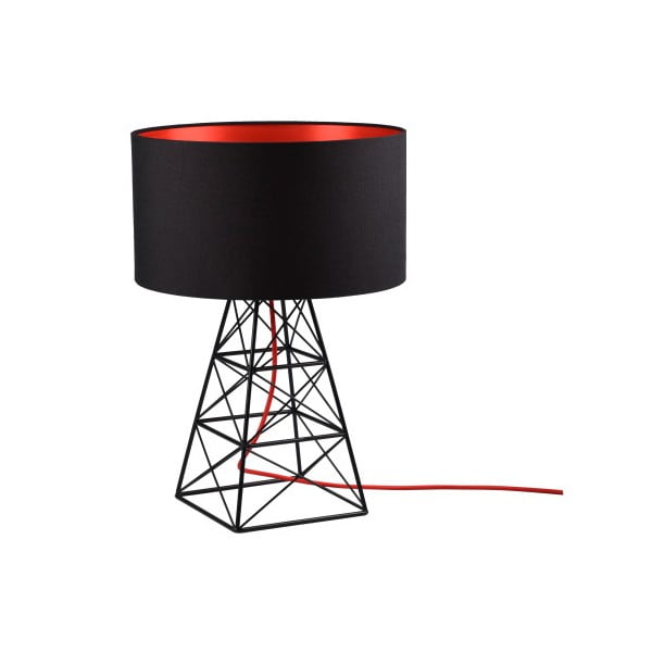 Pylon fekete asztali lámpa piros kábellel - Filament Style