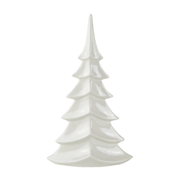 Dekorációs karácsonyfa fehér kerámiából, magasság 35 cm - KJ Collection