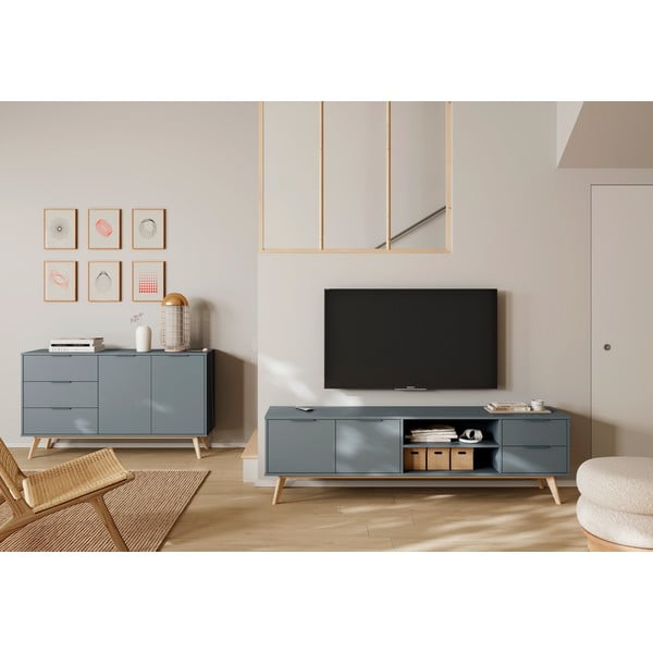 Szürkészöld TV-állvány 180x53x40 cm Pisco – Marckeric-image-1