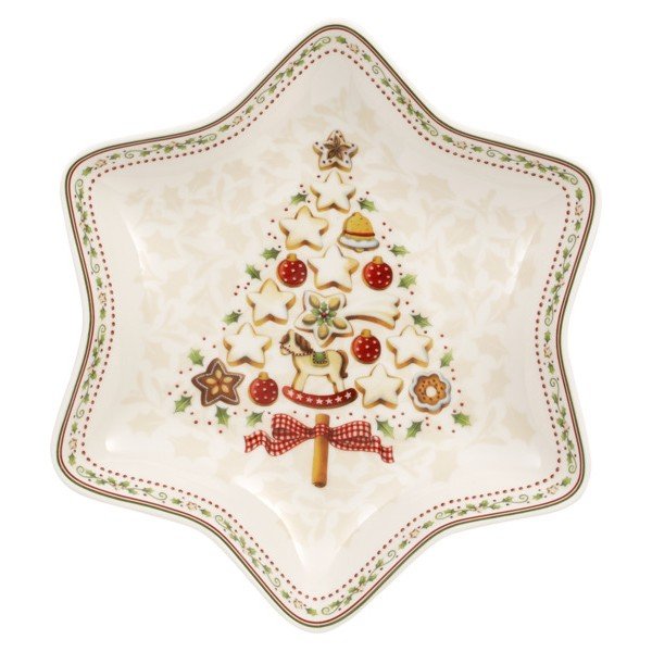 Gingerbread Village piros-fehér porcelán karácsonyi csillag alakú tál, 4,5 4,5 cm - Villeroy & Boch-image-1