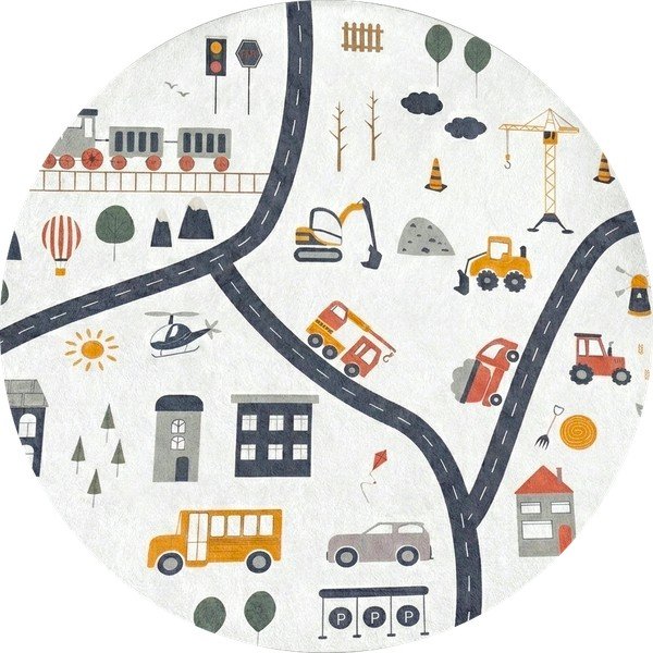 Mosható gyerek játszószőnyeg ø100 cm World Around Me – Mila Home