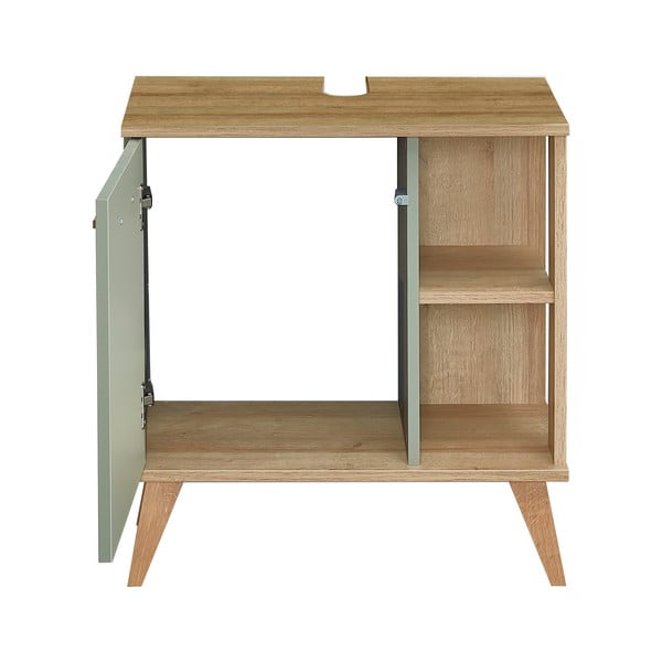 Zöld mosdókagyló alatti szekrény tölgyfa dekorral 61x65 cm Set 963 - Pelipal-image-3