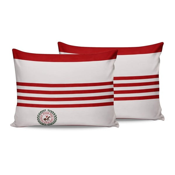 Beverly Hills Polo Club Rojo 2 darabos piros-fehér pamut párnahuzat szett, 50 x 70 cm