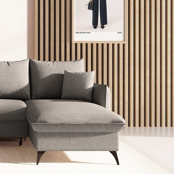 Szürke kinyitható tárolóhelyes sarokkanapé (jobb oldali-heverő résszel) Brim – Rodier-image-4