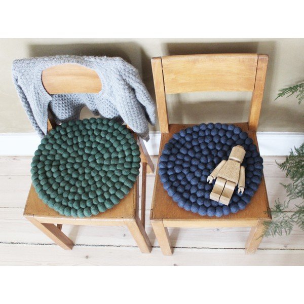Ball Chair Pad sötétkék golyós, gyapjú, gyerek székpárna, ⌀ 30 cm - Wooldot-image-3