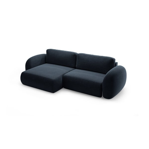 Sötétkék zsenília kinyitható-tárolóhelyes sarokkanapé Tonale – Cosmopolitan Design-image-2