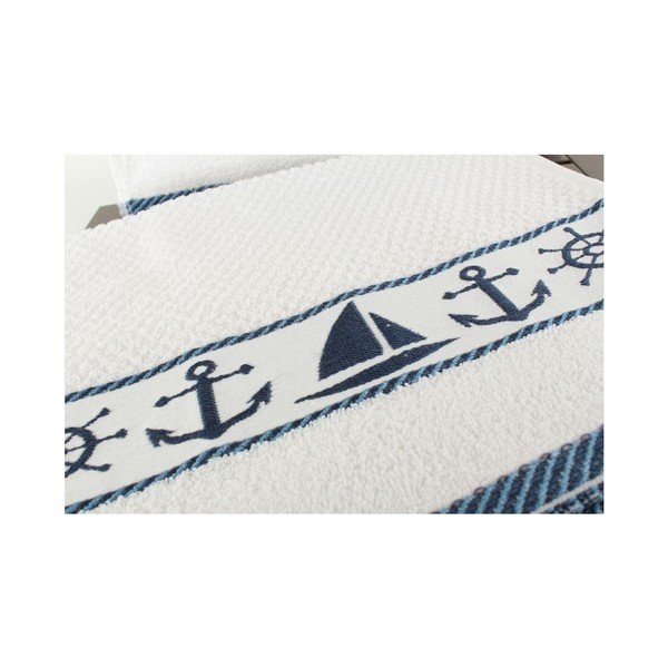 Marina 6 db-os fehér-kék törölköző szett, 30 x 50 cm-image-1