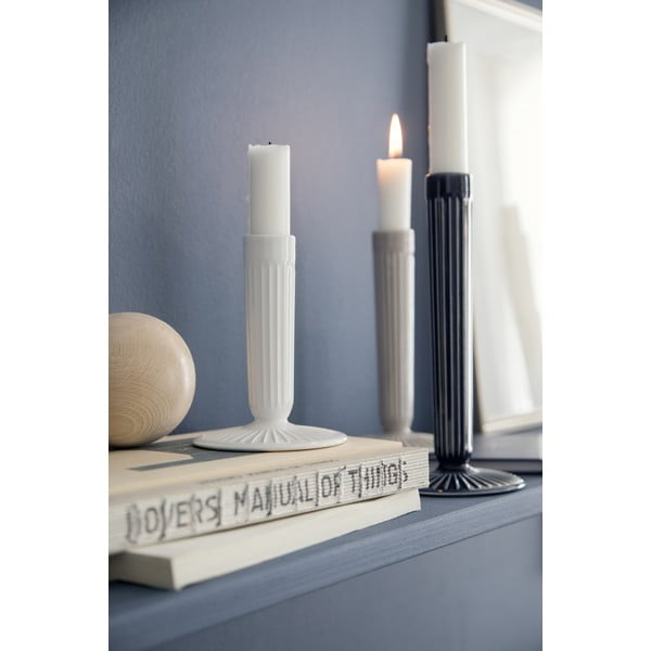 Hammershoi fehér agyagkerámia gyertyatartó, magasság 12 cm - Kähler Design-image-1