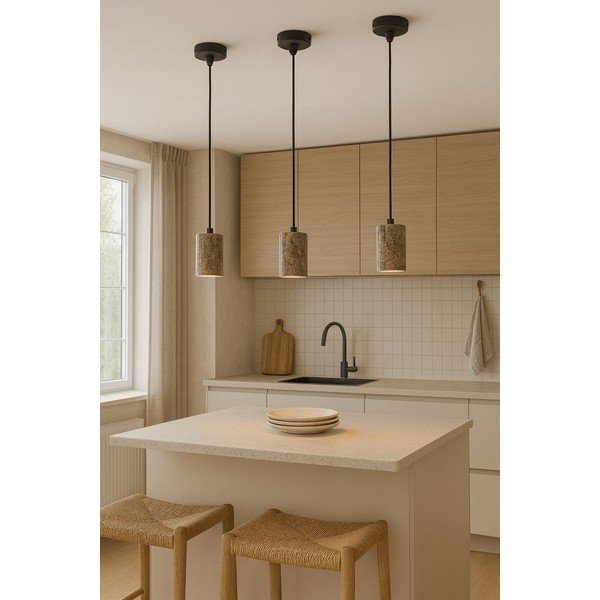 Szürke függőlámpa kő búrával ø 6,5 cm Selma – Opviq lights-image-1