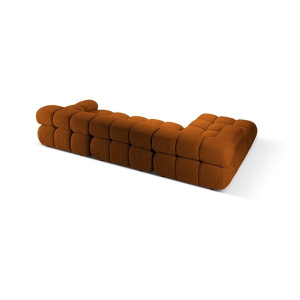 Terrakotta színű buklé moduláris sarokkanapé (bal oldali-heverő résszel) – Micadoni -image-1