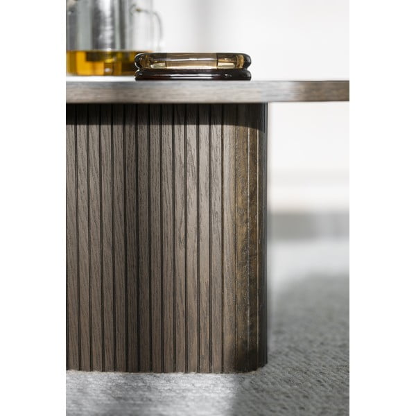 Sötétbarna dohányzóasztal tölgyfa dekorral ø 80 cm Sullivan – Rowico-image-4