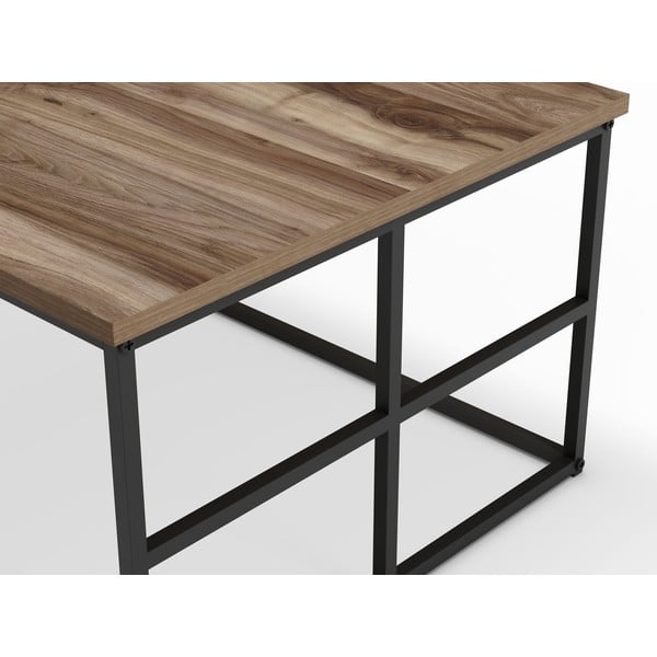 Natúr színű dohányzóasztal diófa dekoros asztallappal 60x100 cm Laila – Marckeric-image-4