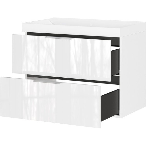 Fehér fényes fali mosdó alatti szekrény 81x65 cm Celano – Germania-image-4