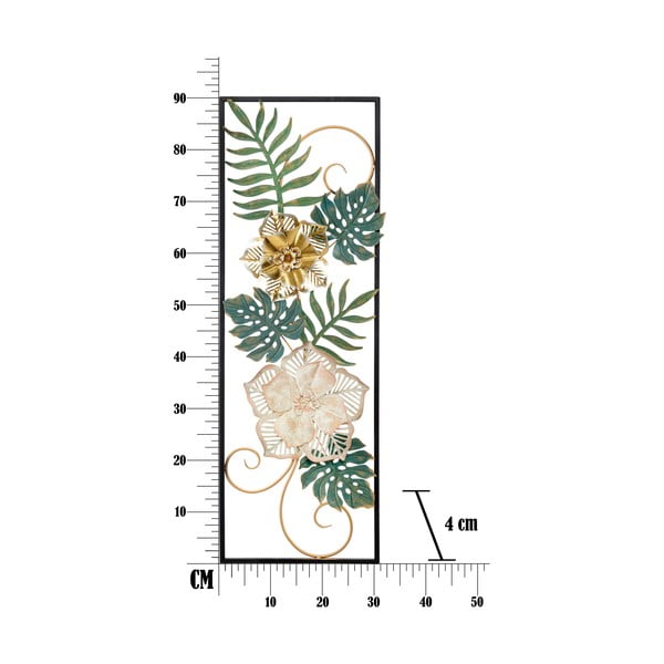 Campur -A- virág motívumos fali fémdekoráció, 31 x 90 cm - Mauro Ferretti-image-2