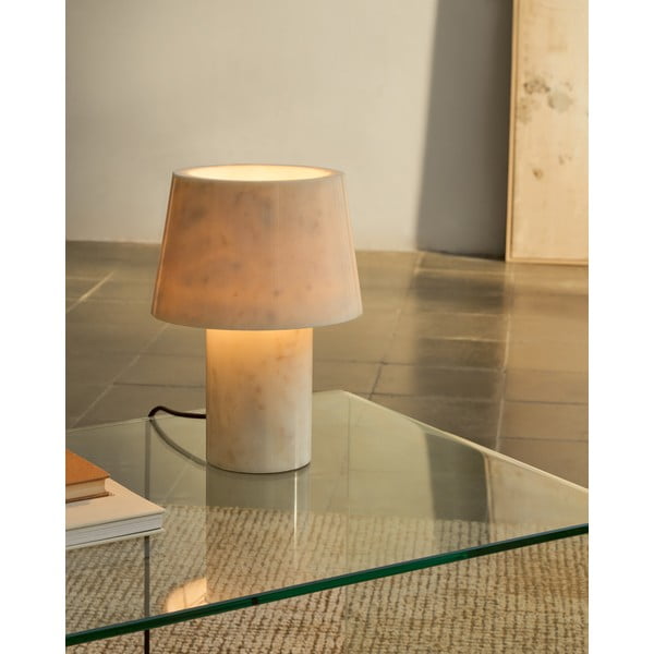 Elefántcsont színű márvány asztali lámpa márvány búrával (magasság 27 cm) Alaro – Kave Home-image-1