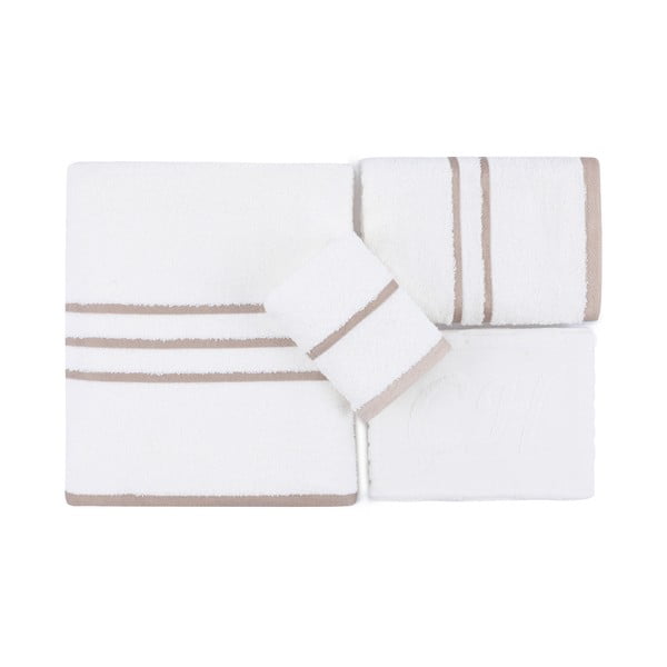 Fehér pamut törölköző és fürdőlepedő készlet 4 db-os Linda – Foutastic-image-3