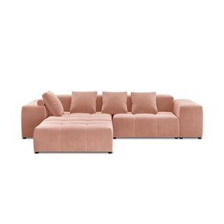 Rózsaszín bársony sarokkanapé (variálható) Rome Velvet - Cosmopolitan Design