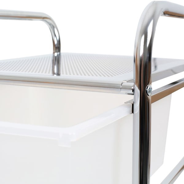 Fehér-ezüstszínű műanyag gurulós polcos állvány 33x79 cm – Premier Housewares-image-2