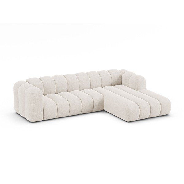 Krémszínű zsenília sarokkanapé (jobb oldali-heverő résszel) Lupine – Micadoni -image-1