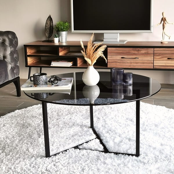 Fekete kerek dohányzóasztal ø 75 cm Trio – Neostill-image-2