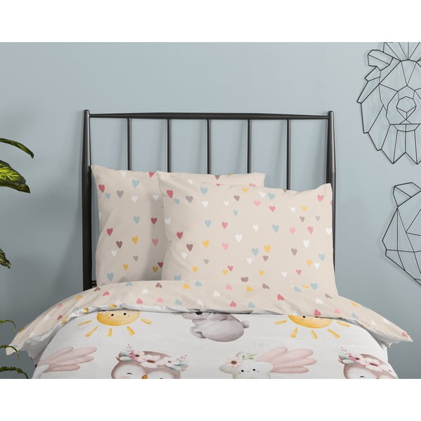 Barna-bézs egyszemélyes pamut gyerek ágyneműhuzat 140x200 cm Hugs – Good Morning-image-2