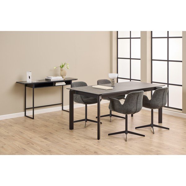 Fekete konzolasztal kőrisfa dekorral 40x140 cm Darlington – Actona-image-2