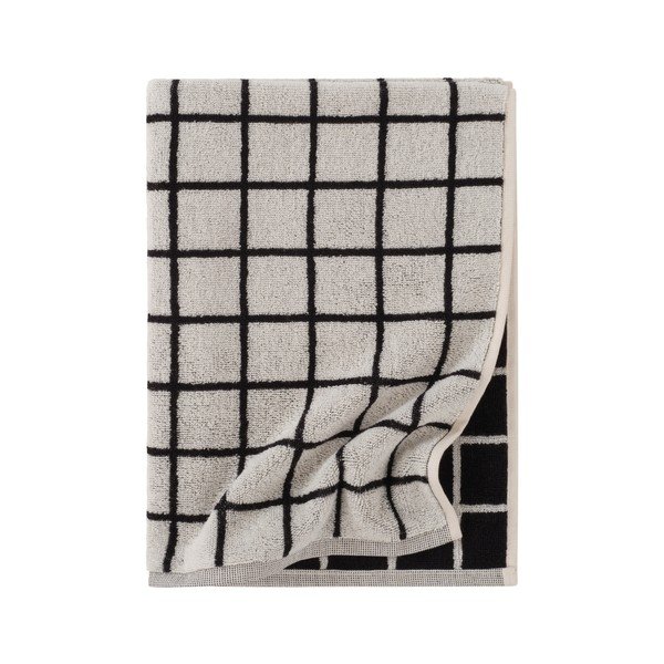 Fekete-bézs pamut törölköző 50x70 cm Grid – Jotex