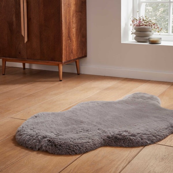 Szürke szintetikus szőrme szőnyeg 60x90 cm Super Teddy – Think Rugs-image-2