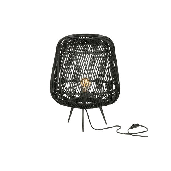 Moza fekete asztali lámpa bambuszból, ø 36 cm - WOOOD