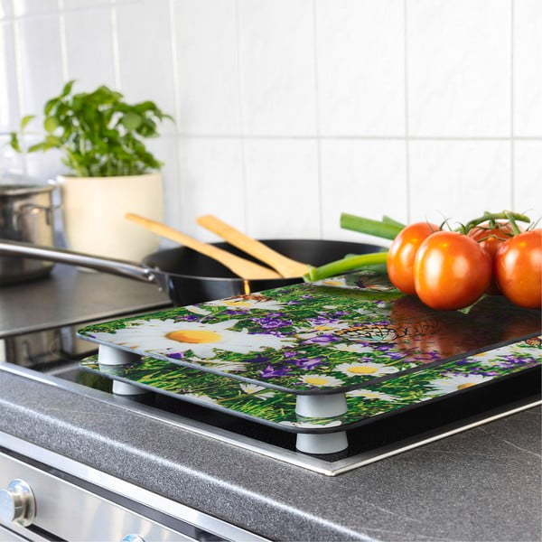 Edzett üveg tűzhely fedőlap szett 2 db-os 52x30 cm Summer Meadow – Maximex-image-1