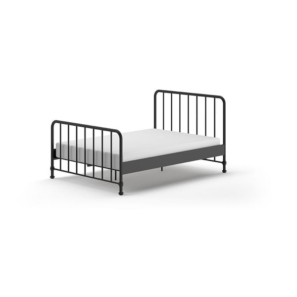 Fekete fém egyszemélyes ágy ágyráccsal 140x200 cm BRONXX – Vipack