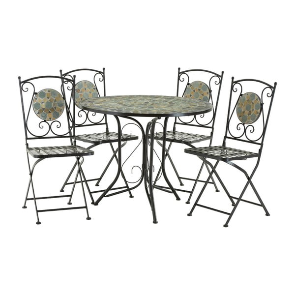Amalfi 4 db halványkék kerti szék és mozaikos asztal szett - Premier Housewares