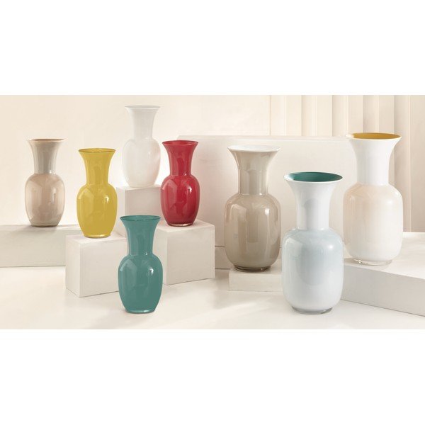 Krémszínű üveg váza (magasság 26 cm) – Brandani-image-1
