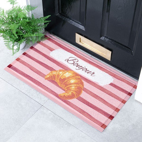 PVC lábtörlő 40x70 cm  Croissant Bonjour – Artsy Doormats-image-1