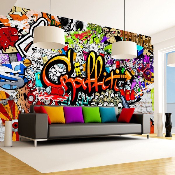 Colourful Graffiti nagyméretű tapéta, 400 x 280 cm - Bimago-image-1