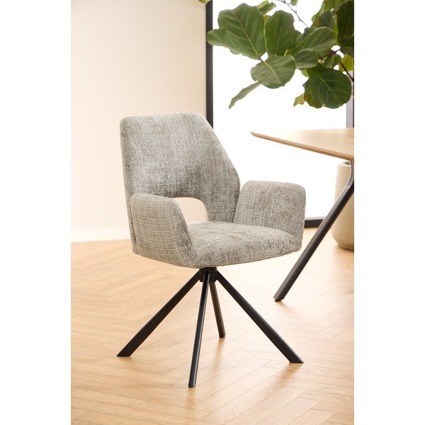 Világosszürke kárpitozott karfás étkezőfotel Graham – Actona-image-2