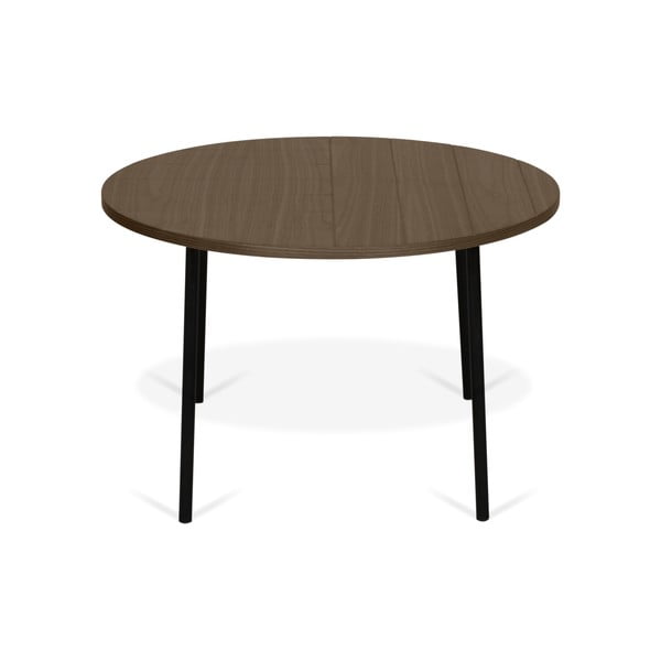 Dohányzóasztal diófa dekoros asztallappal és fekete lábakkal ø 70 cm Ply - TemaHome