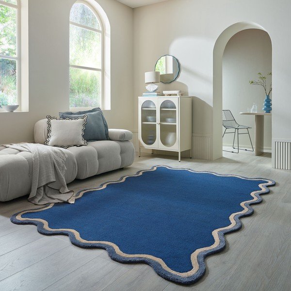 Sötétkék kézi szövésű gyapjúkeverék szőnyeg 160x230 cm Rivo Wool – Flair Rugs-image-1