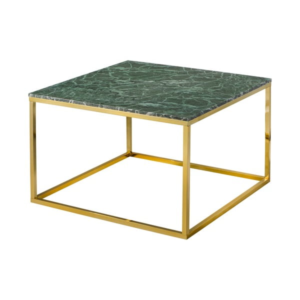 Accent dohányzóasztal aranyszínű vázzal és zöld márvány asztallappal - RGE