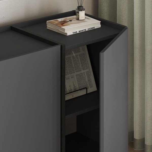 Antracitszürke komód kábellyukkal 180x80x45 cm Dorma – Kalune Design-image-3