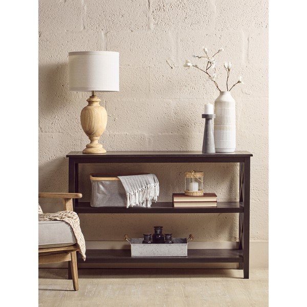 Fekete borovi fenyő polcos állvány 120x81x40 cm Heritage – Premier Housewares-image-1