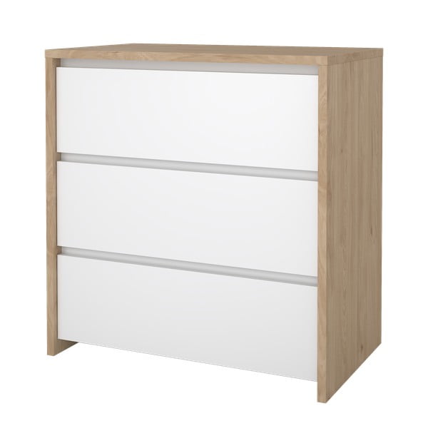 Fehér-natúr színű komód tölgyfa dekorral 80x84x48 cm Next – Tvilum-image-3