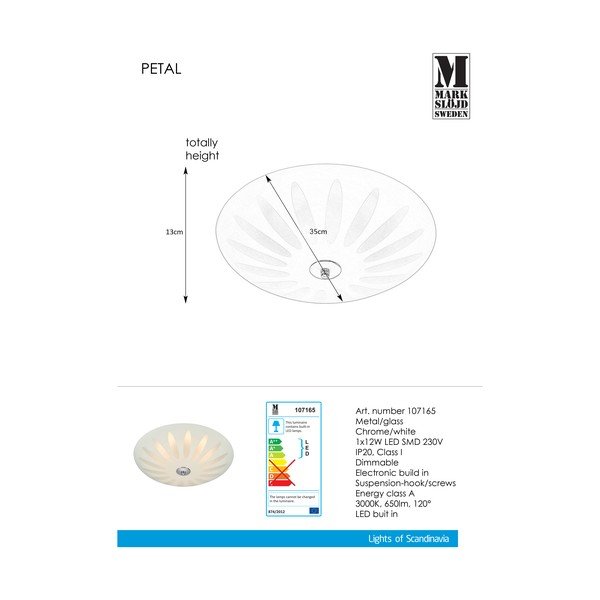 Petal fehér LED mennyezeti lámpa, ø 35 cm - Markslöjd-image-1