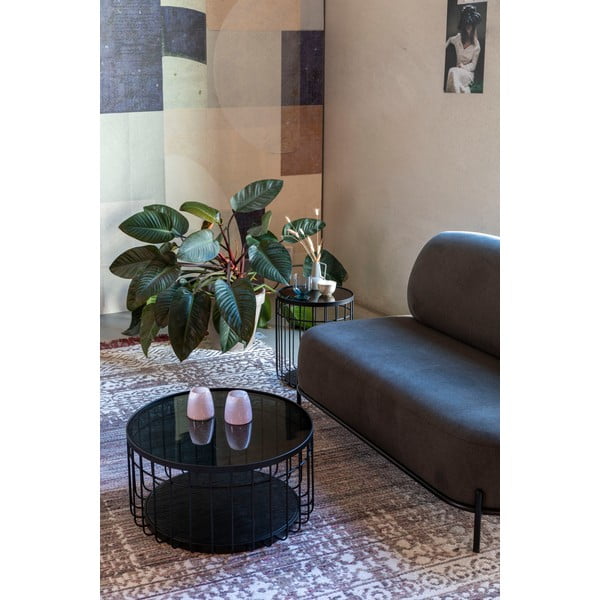 Lance fekete tárolóasztal üveg asztallappal, ø 60 cm - White Label-image-4