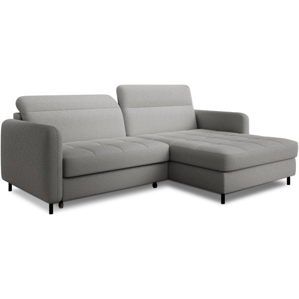 Szürke buklé kinyitható-tárolóhelyes sarokkanapé (jobb oldali-heverő résszel) Gomsi – ELTAP-image-2