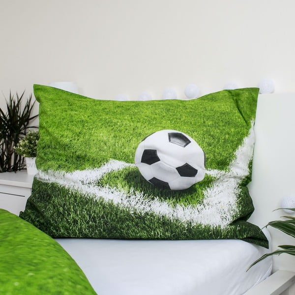 Zöld egyszemélyes pamut gyerek ágyneműhuzat 140x200 cm Football – Jerry Fabrics-image-3