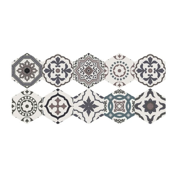 Floor Stickers Hexagons Solenna 10 db-os padlómatrica szett, 40 x 90 cm - Ambiance