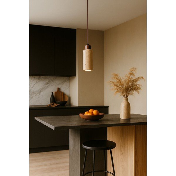 Bézs függőlámpa kő búrával ø 6,5 cm Selma – Opviq lights-image-1